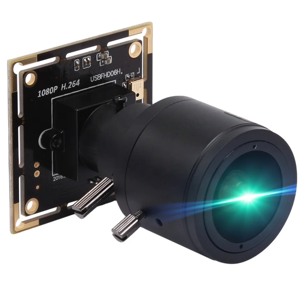 ELP 2MP Color HD IMX323 Sensor Webcam H.264 30fps Min 0.01lux Full HD USB Camera Module Low Light With 2.8-12mm Varifocal Lens