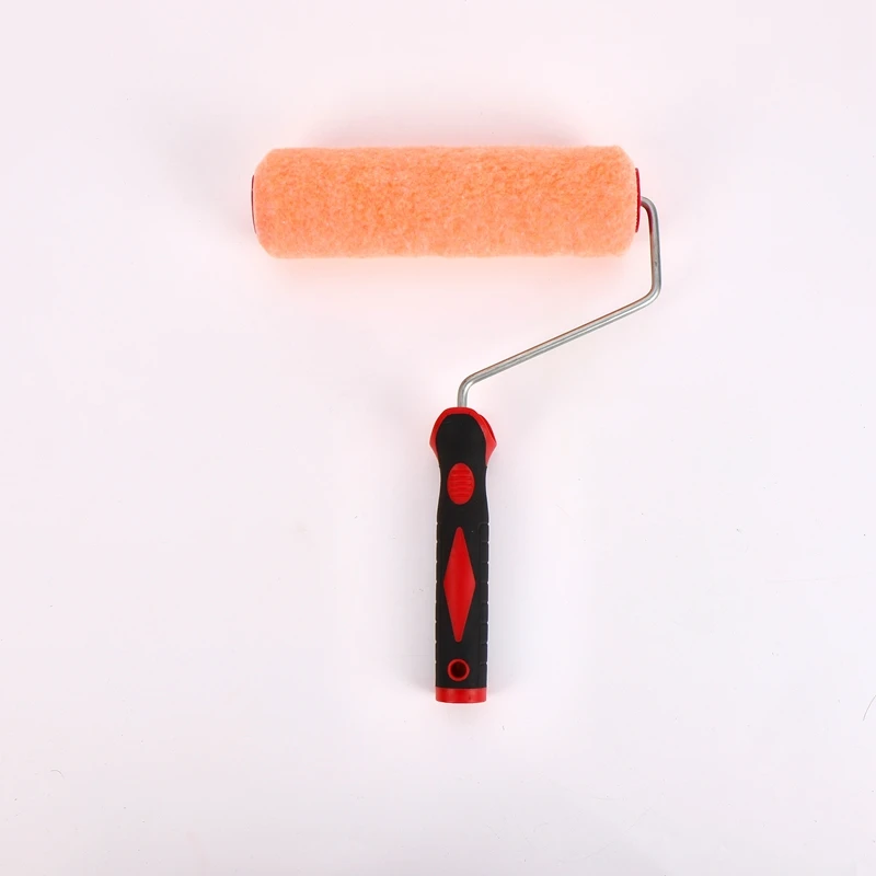 9 Inch Brush For Wall Repair Roller Paint Pink Cover Quickly Removes Red And Black Rubber Handle Roller Brush