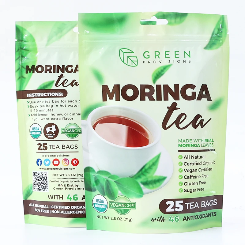 Customized re-sealable fast brewing beverage tea bag zipper bag can be printed with logo