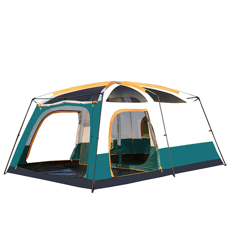 Hot Sale 6 people large family double layer 2 rooms 1 living room outdoor waterproof big camping tent