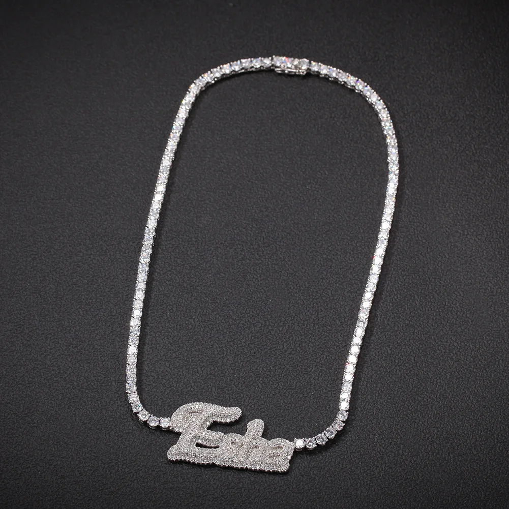 Splicing letters hip-hop necklaces  custom names necklaces collarbone  tennis chains zircons stainless steel women necklaces