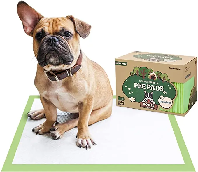 Free Sample Disposable Pet Pee Pads with Adhesive Sticky Tape Dog Training Plant-Based Pee Pads Green