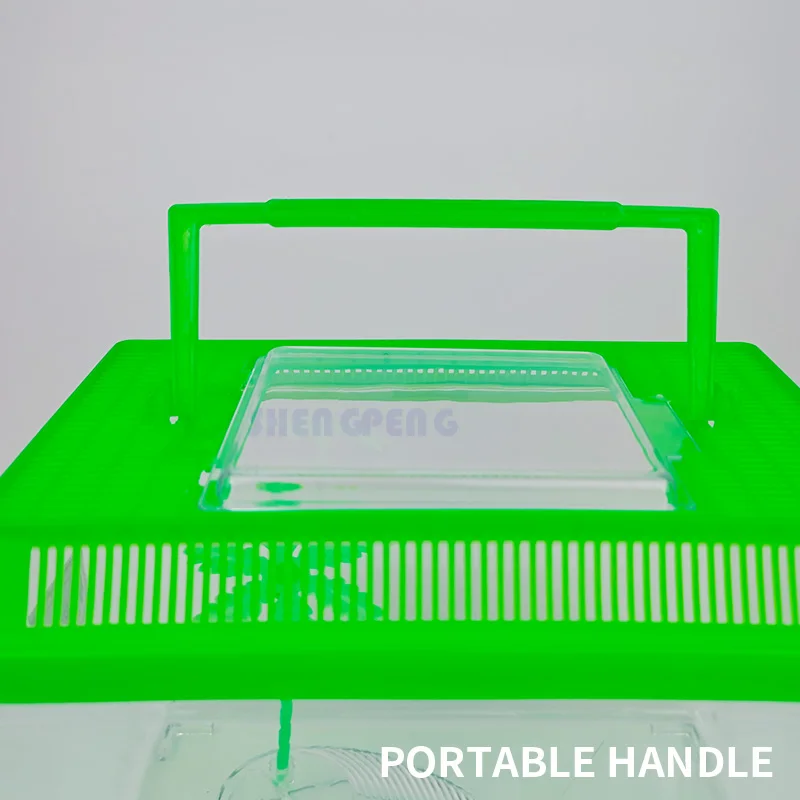 Reptile and Hermit Crab Supplies Plastic Box with Lid and Handle with Palm Tree Accessory