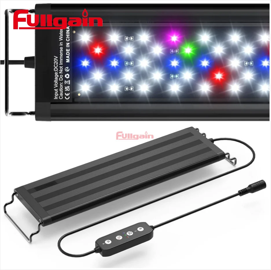 Fullgain FG170 Led Aquarium Light For Plants Full Spectrum Plastic ABS Fish Tank Light with Timer Auto On/Off for Freshwater