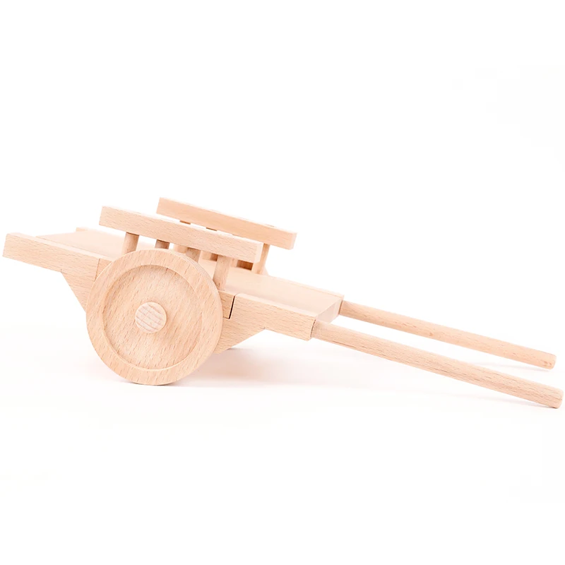 Two-Wheeled Farm Cart 3D Handcraft Model Wooden Educational Toys for Unisex Kids Aged 2 to 4 and 5 to 7 Years