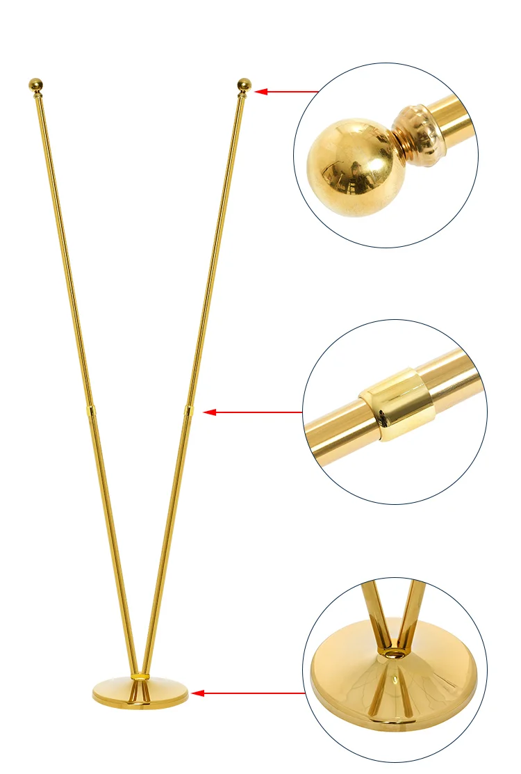 cheap outdoor advertising polyester  flag with stand Indoor Premium Gold automatic raise  Flagpole Parts Telescopic Flag Pole
