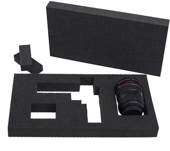 Promotional Cheap Package Foam Egg Crate Top with Pick and Pluck Foam Insert Protective Cushioning Material Black Packaging