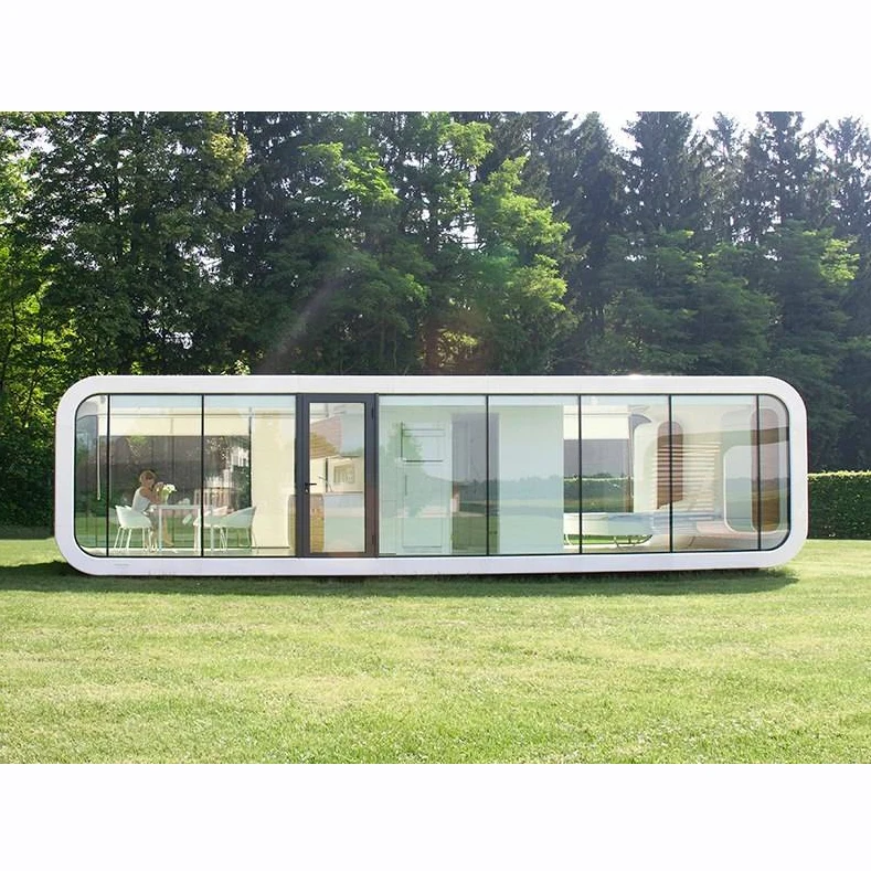 China 20ft 40ft glass hotel modular prefab tiny homes container office portable apple pod movable apple cabin home