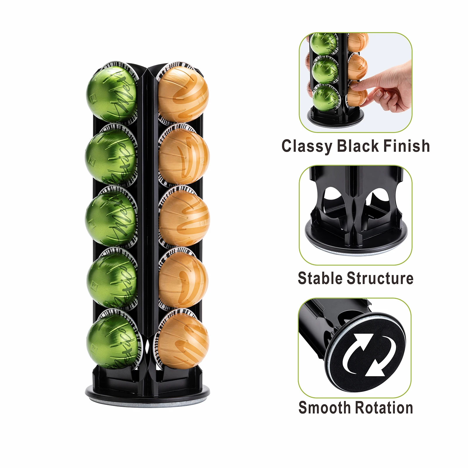 20pcs Single-Tier Metal Nespresso Pod Storage Stand PC Material Coffee Pod Tassimo Holder for Food Display Coat Use Drawer Shape