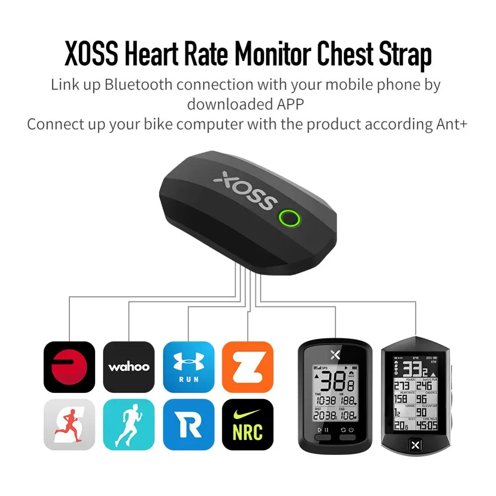  Измеритель сердечного ритма XOSS спортивный пульсометр нагрудный ремень Smart BLE ANT + для Garmin bryton
