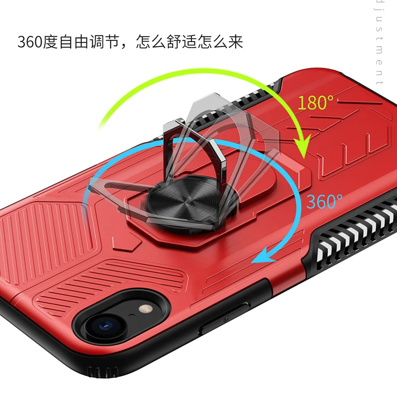 Новый дизайн чехол для телефона из ТПУ и поликарбоната iPhone XR с магнитным кольцом подставкой