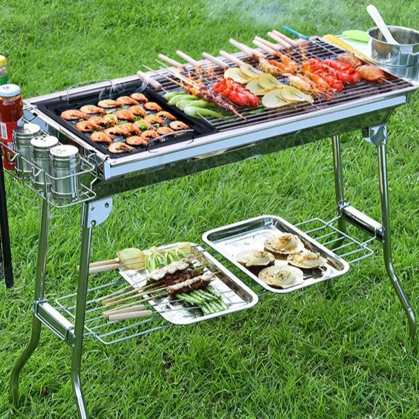 Custom Camping Outdoor Folding Bbq Charcoal Grill Tool Set Portable Stainless Steel Barbecue Grill