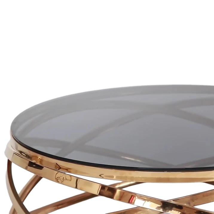 nordic gold stainless steel modern sofa Side end center Tables glass top metal living room luxury round coffee table set