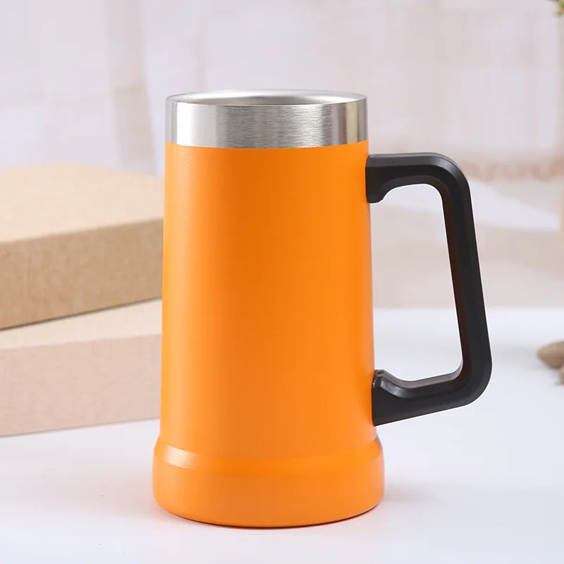 Wholesale Double Wall Stainless Steel Tumbler 700ml Big Grip Beer Cups With Handle Coffee Mugs
