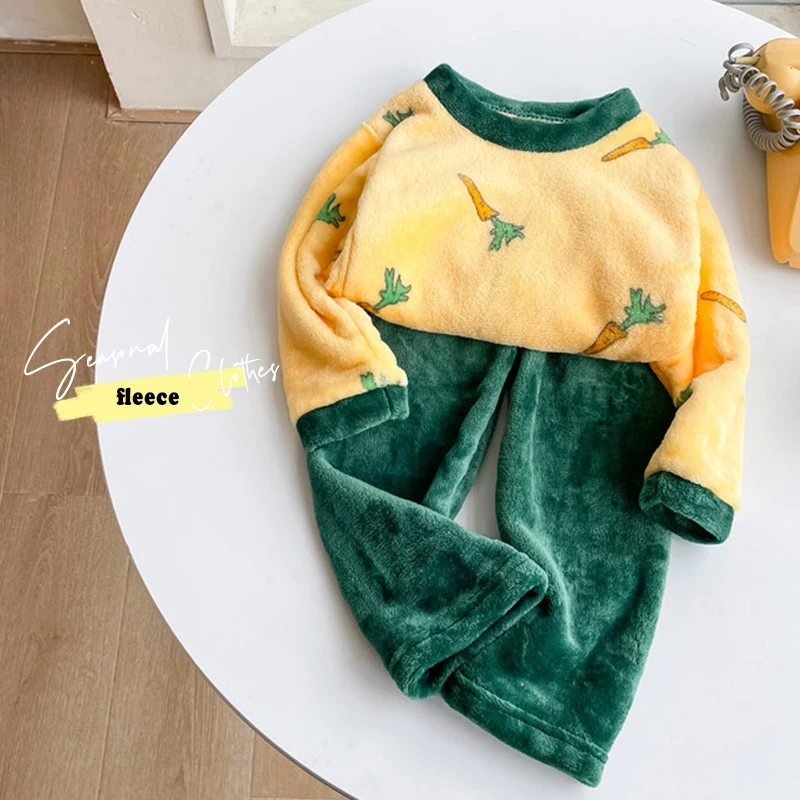 D1206TA91 On Sale Keep Warm Velvet Winter Baby Boys And Girls Clothes Pants Set Sehe Fashion