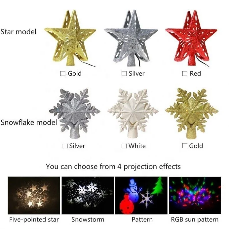 Shingel LED Christmas tree snowflake star laser projector lamp ornament pentagram ceiling night lights for home decorations Lamp