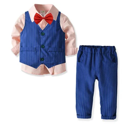 Gentleman Double West Birthday Party Suits Baby Children Kids Suit Baby boy Kids Suit for Boys