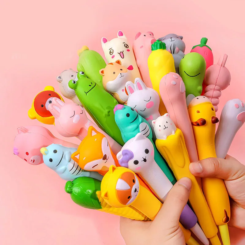 Squishies Cute Bear Animal Pencil Toppers Grips Holder Kawaii Slow Rising Stress Relief Squeeze Toy