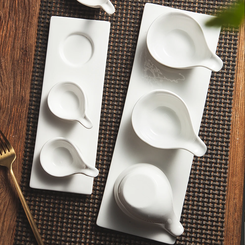 2024 фабрика оптовая продажа другие гостиничные товары Ярко-белая посуда OEM логотип маленькие блюда с ручкой классическое керамическое соевое блюдце