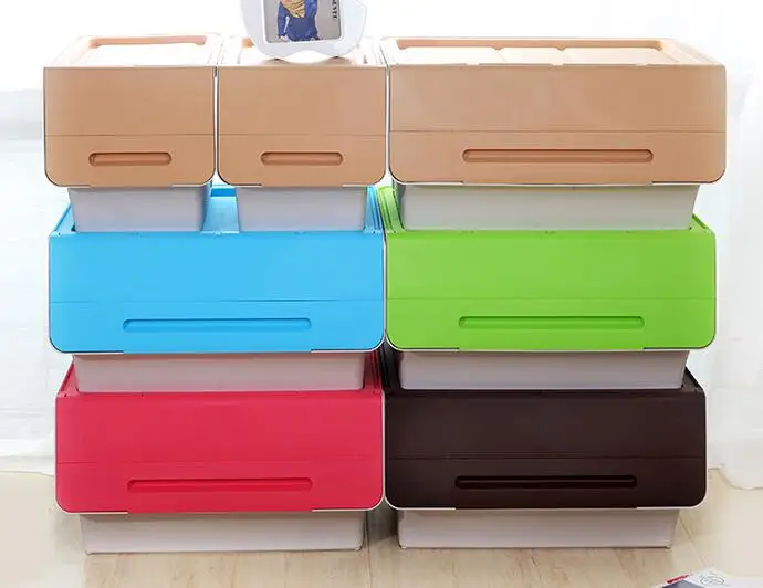 
Colorful Front Open Transparent Drop High Quality Plastic Storage Box 