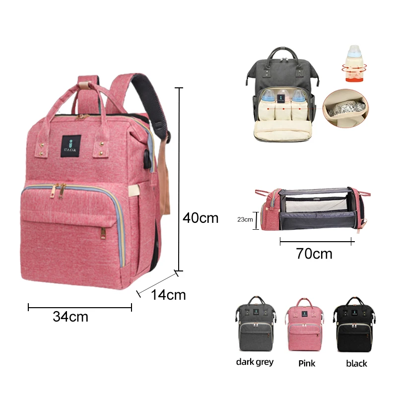 waterproof hospital custom mommy bags luxury diaper backpack mummy bag  with changing station for outdoor travel