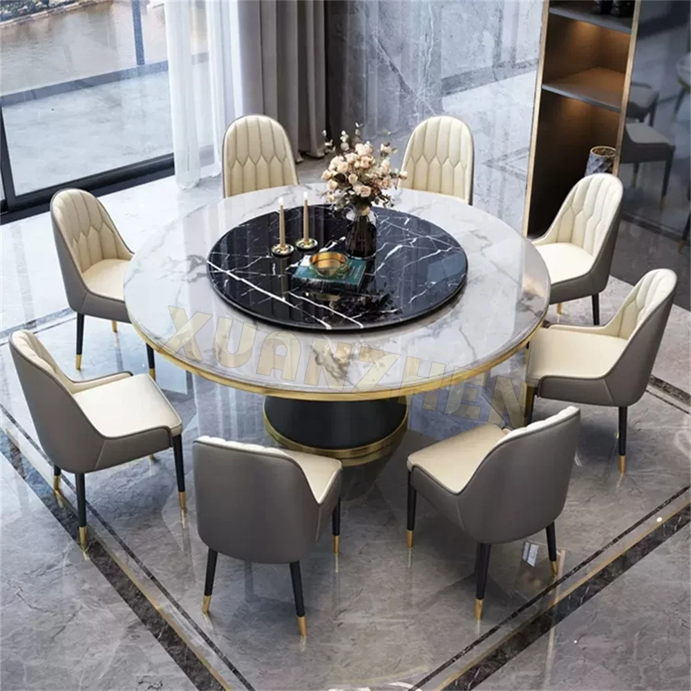 Новый современный дизайн мебель для столовой кухни Спеченный каменный столешница металлическое основание круглый обеденный стол набор мраморных обеденных столов