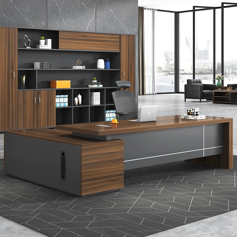 Modern Wooden L shape Executive Workstation Manager Boss Ceo Desk Table For Company Office