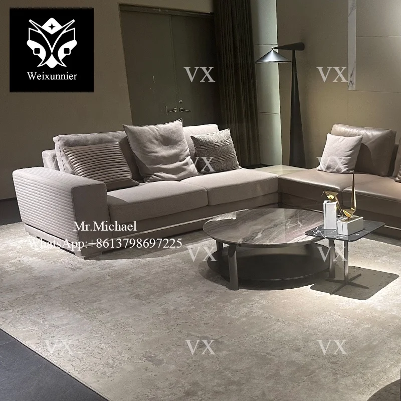 Italian design latest couch living room sofa set furniture custom modern fabric L shaped sofa set corner combination sofa