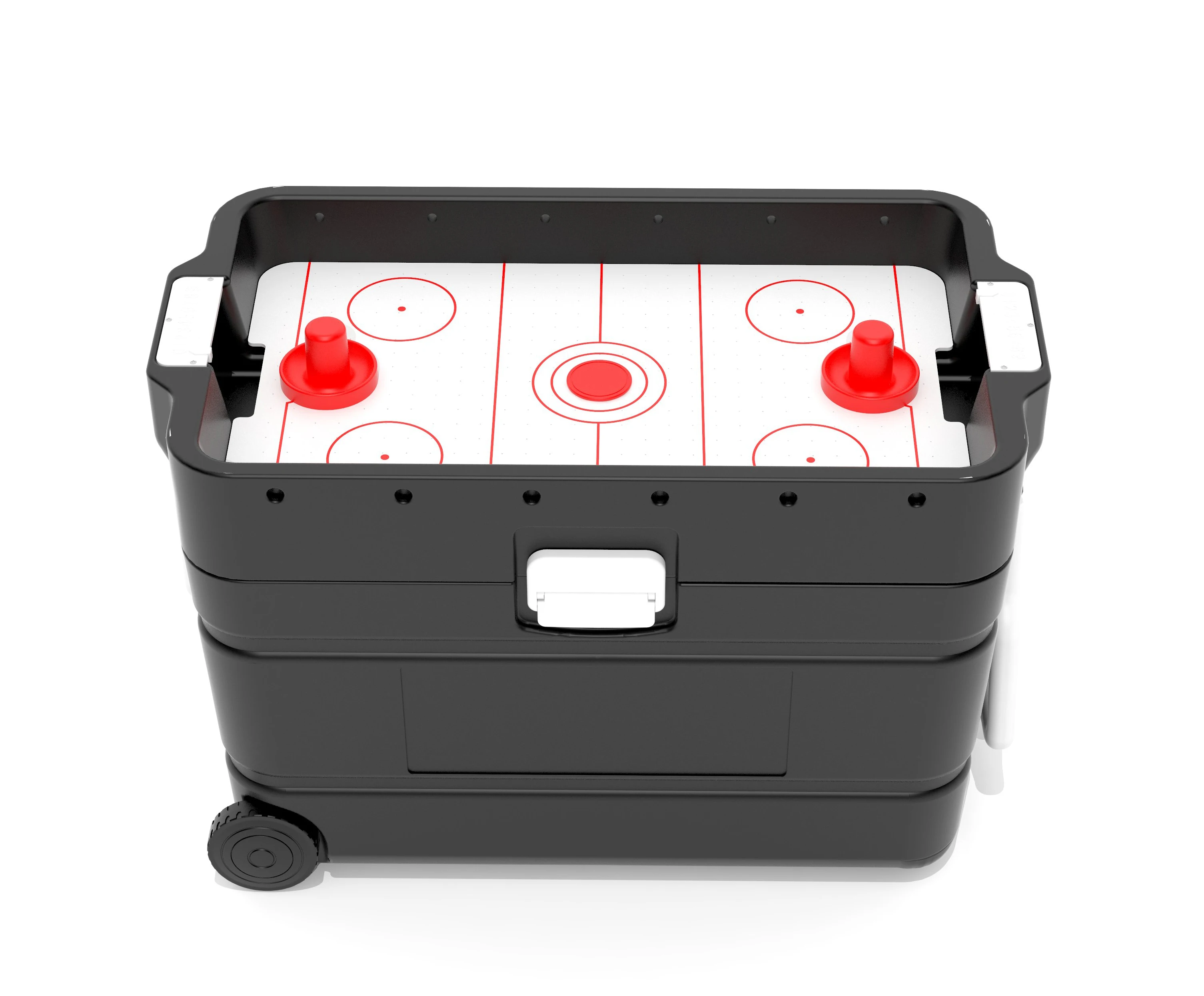 57QT Cooler ice chest with Tabletop Air Hockey patio party bar