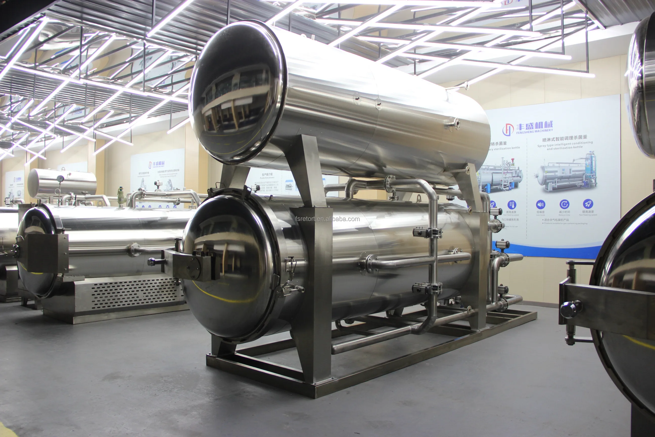 Automatic  double  hot water immersion type fish  food  sterilization canning sterilizing retort machine