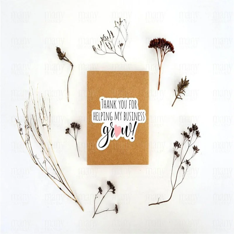 Script Heart Stickers Custom Thank You for Helping Self Adhesive Black White Label Machine Printing Custom Shapes Custom Request