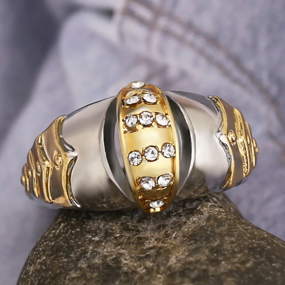 Caoshi Unique Gold Fish Mouth Design Silver Bague Homme Men