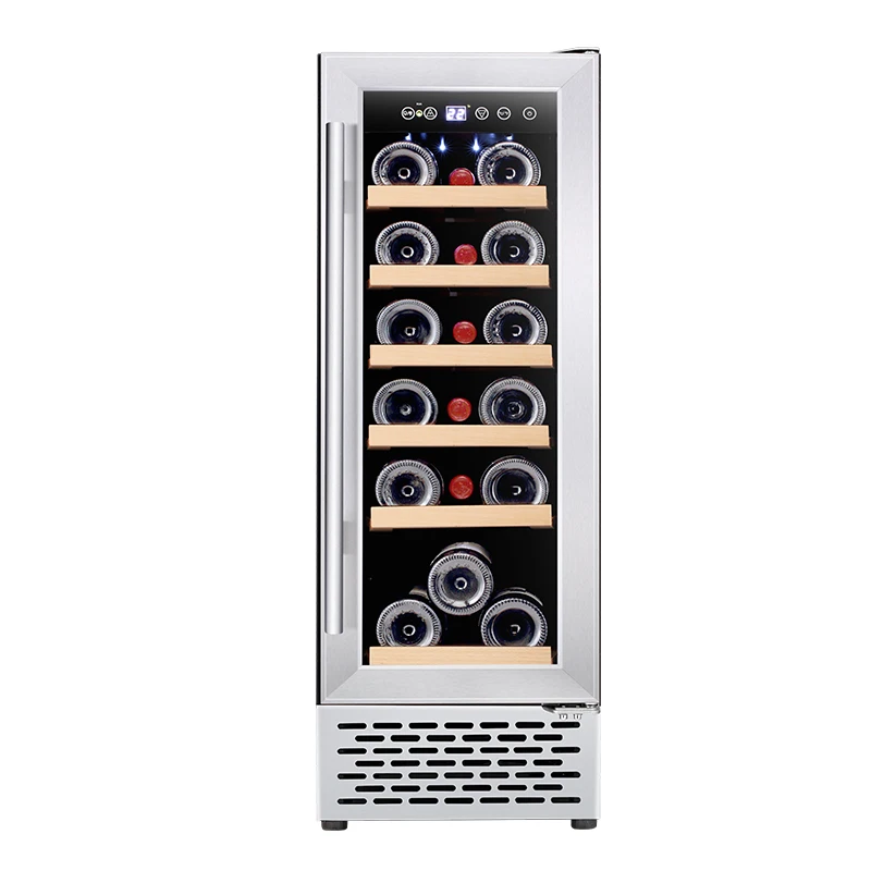Smart Touch Screen Wine Cooler Wine Fridge Built in Cabinet Wine Cellar Built-in Black with Lock Wooden Shelves