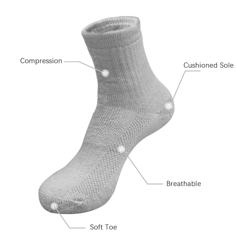 Best Quality GOTS Organic Hemp Yarn Crew Socks for Men OEM Custom Logo Thick Winter Socks Ready to Ship In-Stock MOQ 10 Pairs