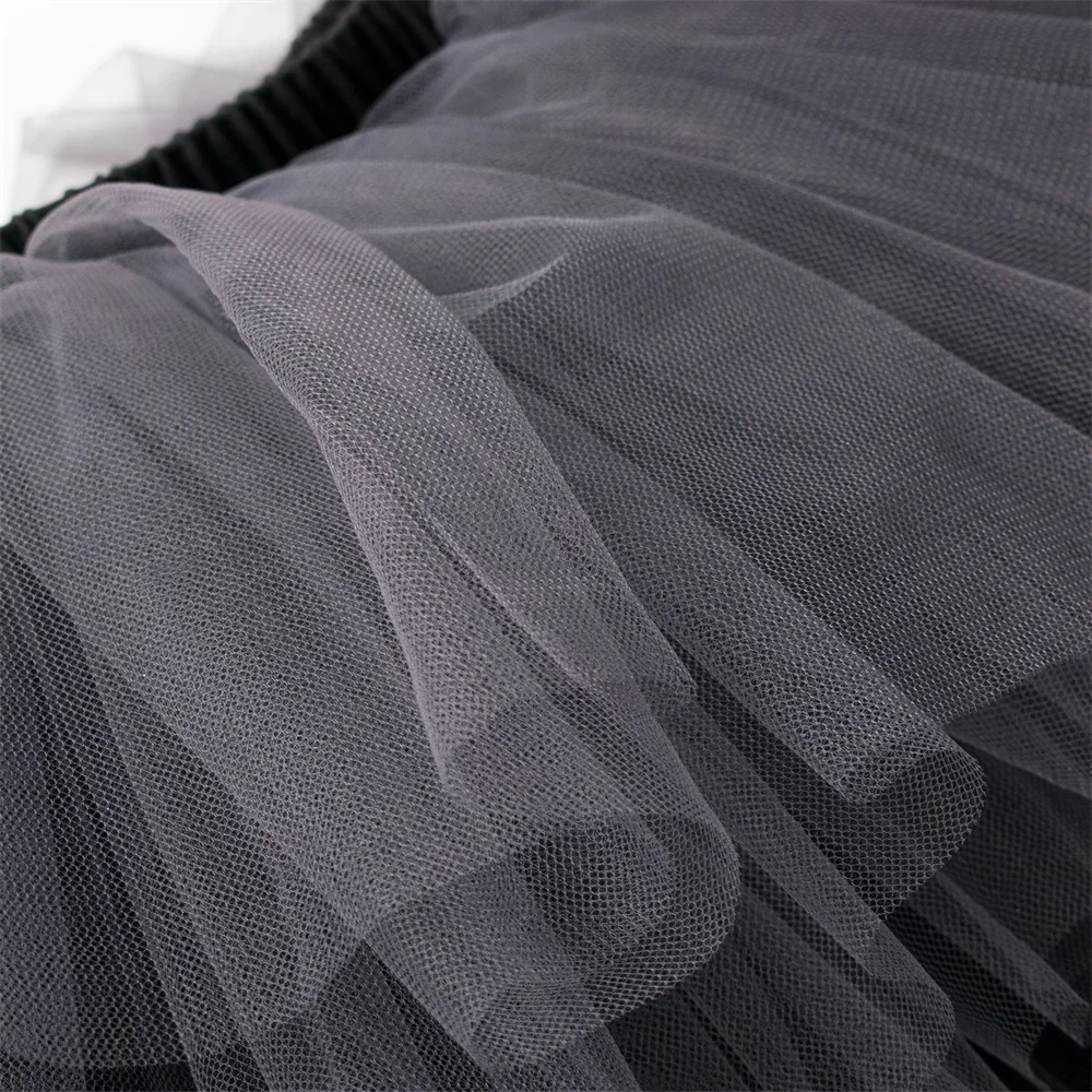 Spring Baby Girls Tutu Cake Skirts Elegant Ruffles Long Girls Elastic Waist Party Lace  Mid-Calf Tulle Skirt 2-8YsY