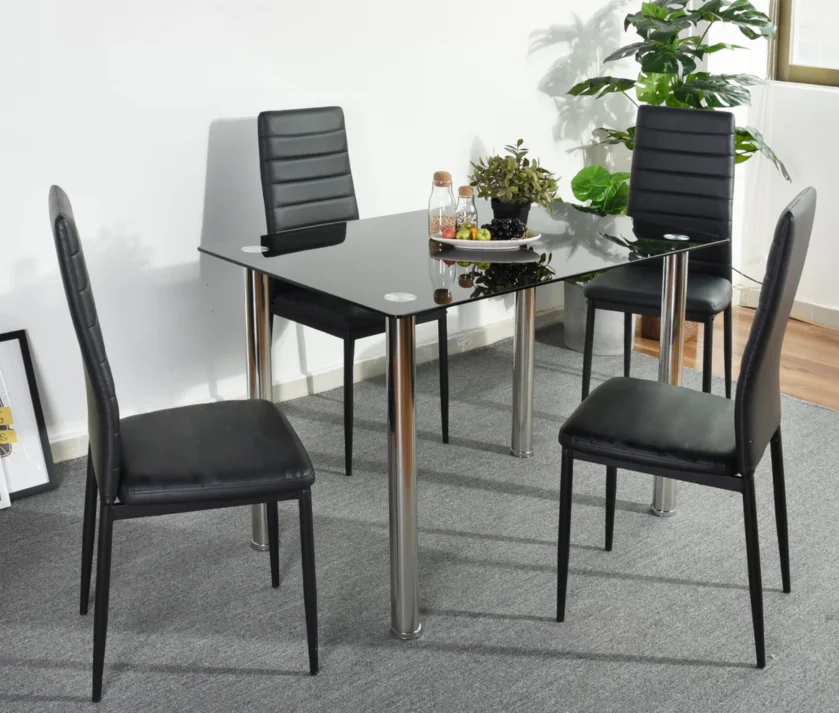 Wholesale modern oval Custom glass table with chair marble dining table and chair