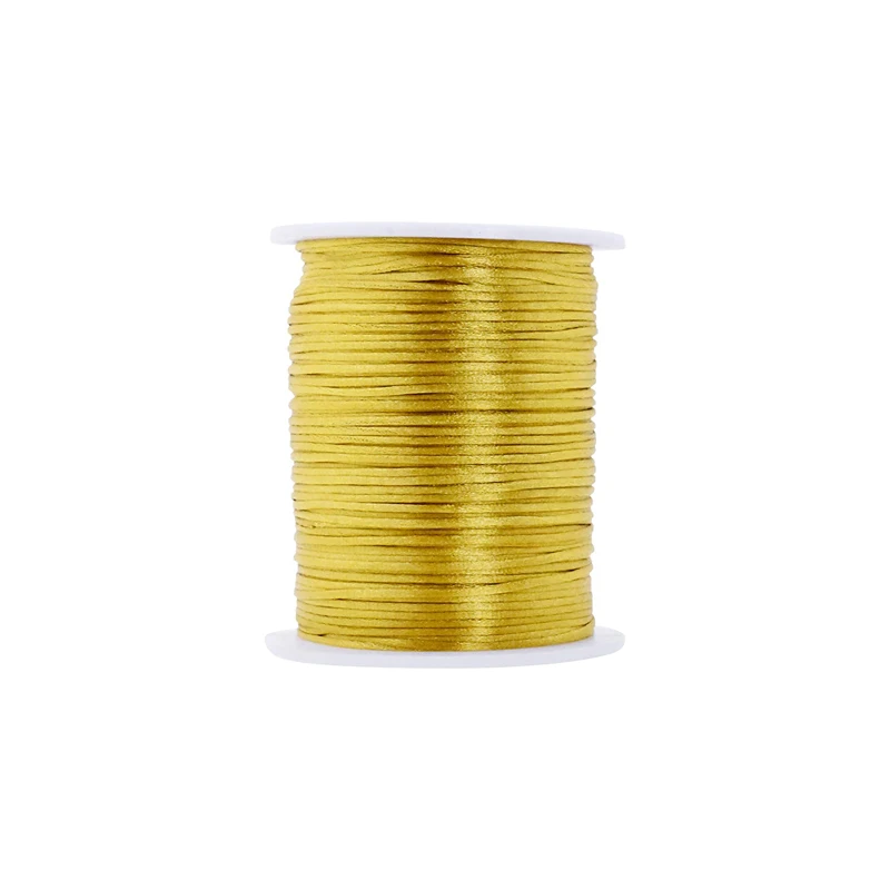 Golden Satin Nylon Rope Chinese Knot Silk Lace Rope Beaded Braided Shambhala Thread Gold Nylon Rope