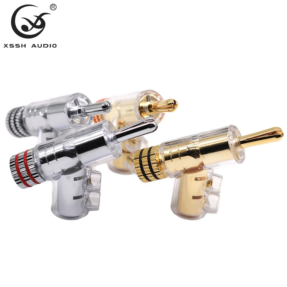 Adapter YIVO XSSH Audio OEM HIFI Power Amplifier Speaker Brass Gun-type 6mm Gold or Rhodium Banana Plug Connector for DIY Cable