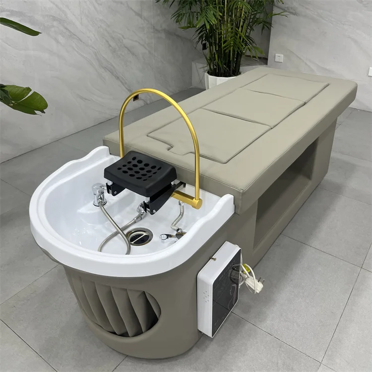 Siman salon furniture water circulation head therapy shampoo bed washing chair with head therapy  and technician chair
