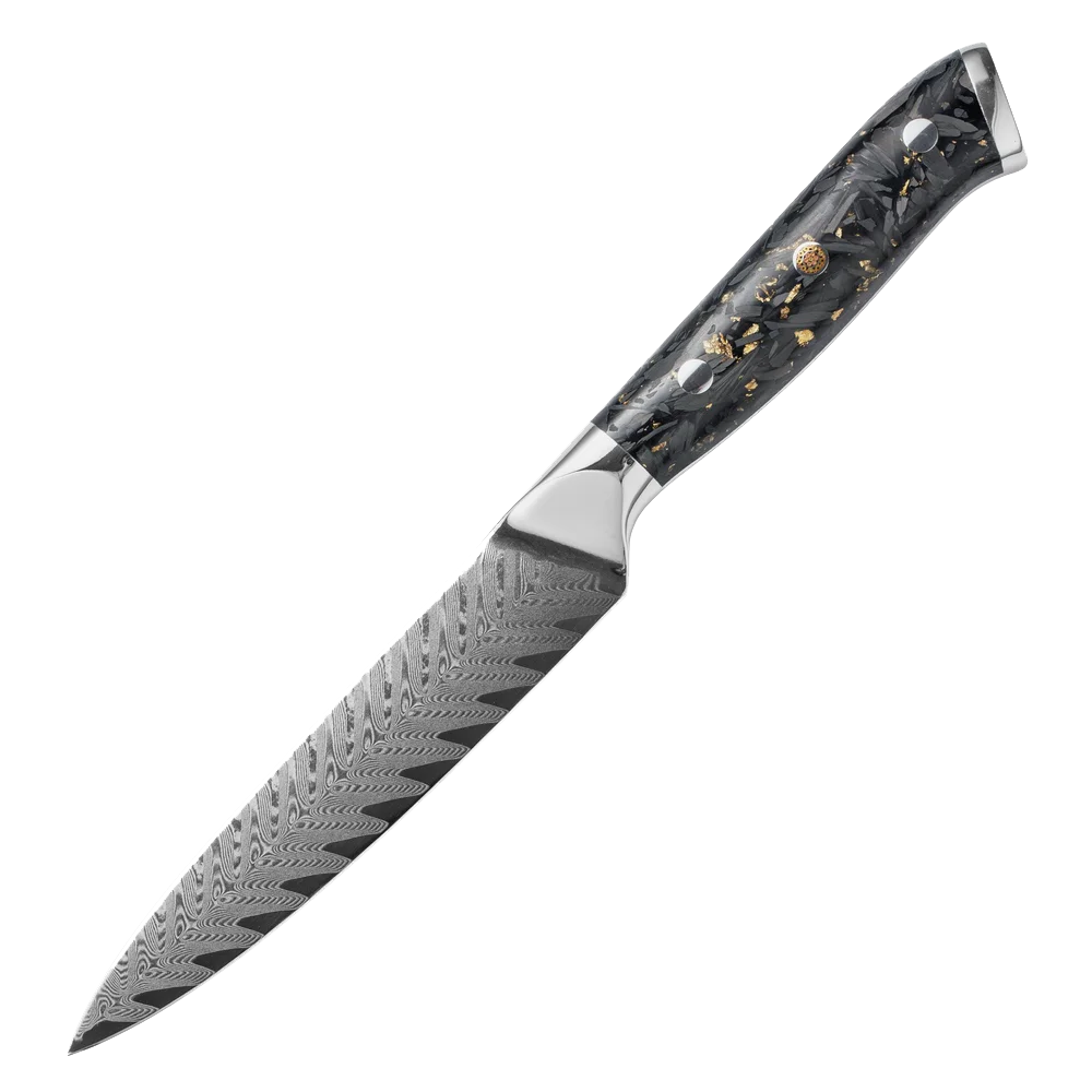 5 inch Utility Knife Damascus Kitchen Knife 67 Layers Damascus VG10 10Cr15CoMoV SS316 Bolster Composited Resin+Carbon fiber