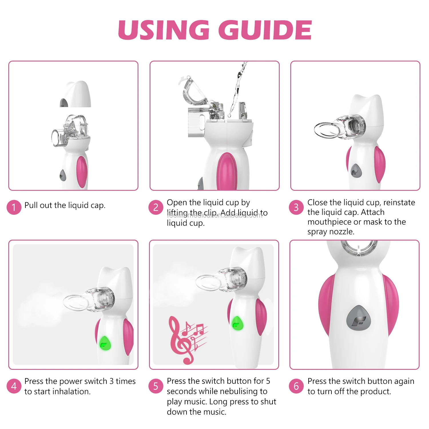 mini baby ultrasonic inhaler nebulizer with music cartoon shape & LED breathing light Feellife mesh nebulizer machine