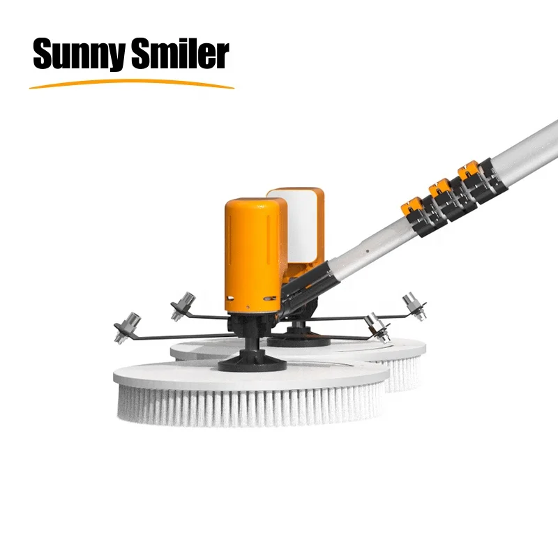 X43 Sunnysmiler Electric Cleaning brush Double heads brushes telescopic pole water cleaning soft brush for solar panels cleaning
