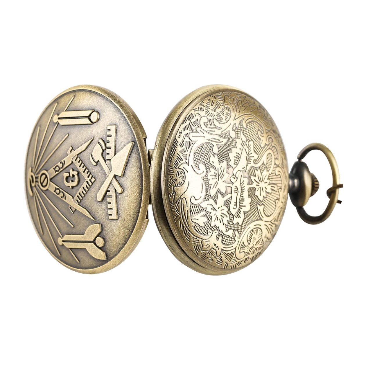 Wholesale Antique Bronze Masonic Pocket Watch with Watch Chain