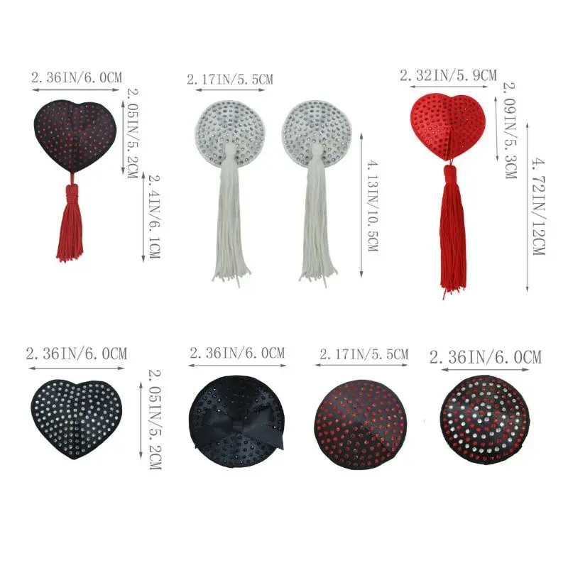 Girls Sexy Black Pasties Wholesale Reusable Waterproof Adhesive Breast Pasties Round Pretty Rhinestone Nipple Covers