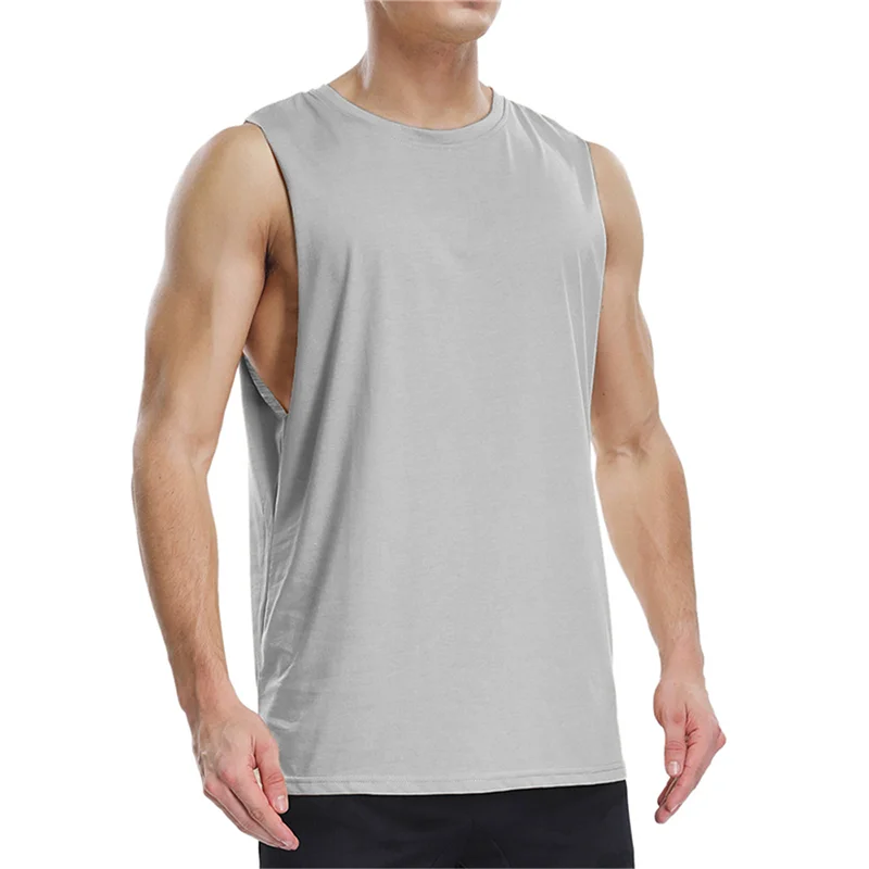 QC-111 Custom logo Sports wear different color in stock custom cotton clothing fitness men wholesale tank