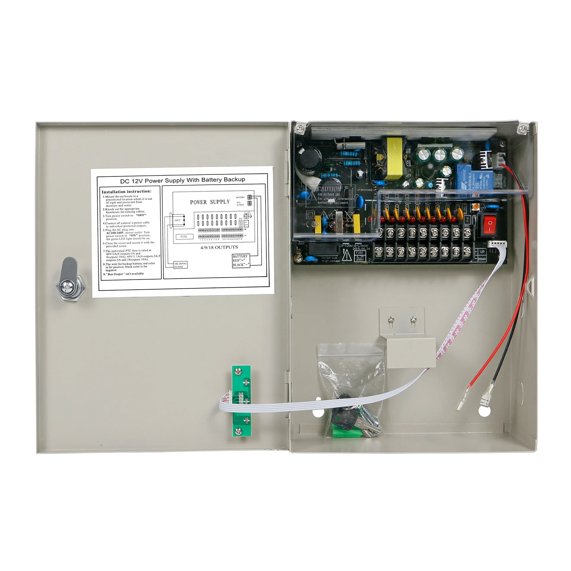 12V10A 9ch выход 120 Вт множественный источник питания для системы камеры видеонаблюдения металлический блок 12 В 5a 10a 15a 20a 30a