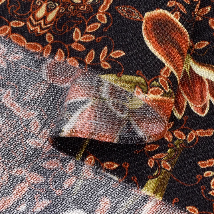 120d viscose 30s rayon 21s tencel linen blend Retro tradition original floral printed fabric for women