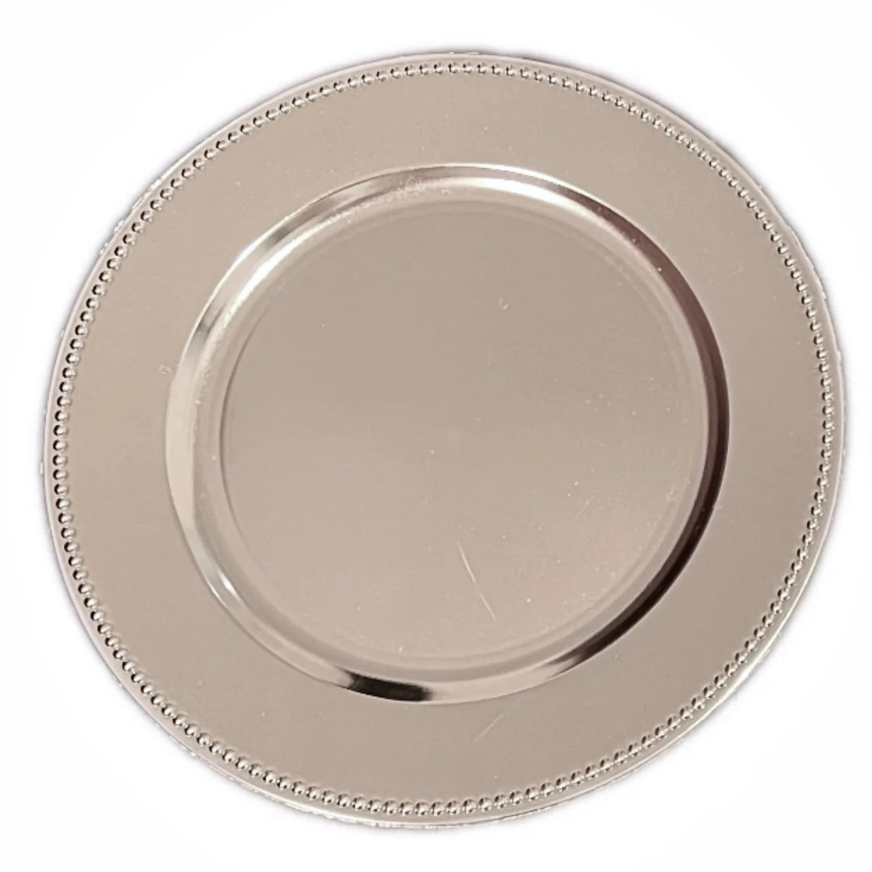 High Quality Wedding Party Round Non Fragile Plastic Plates Dinnerware Gold Beaded Tableware Chargers