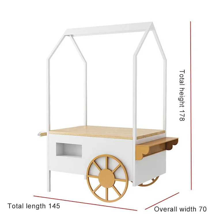 Outdoor Street Mobile Coffee Ice Cream Hand Push Food Kiosk Cart for Sale Mobile Ice Cream Cart on Street
