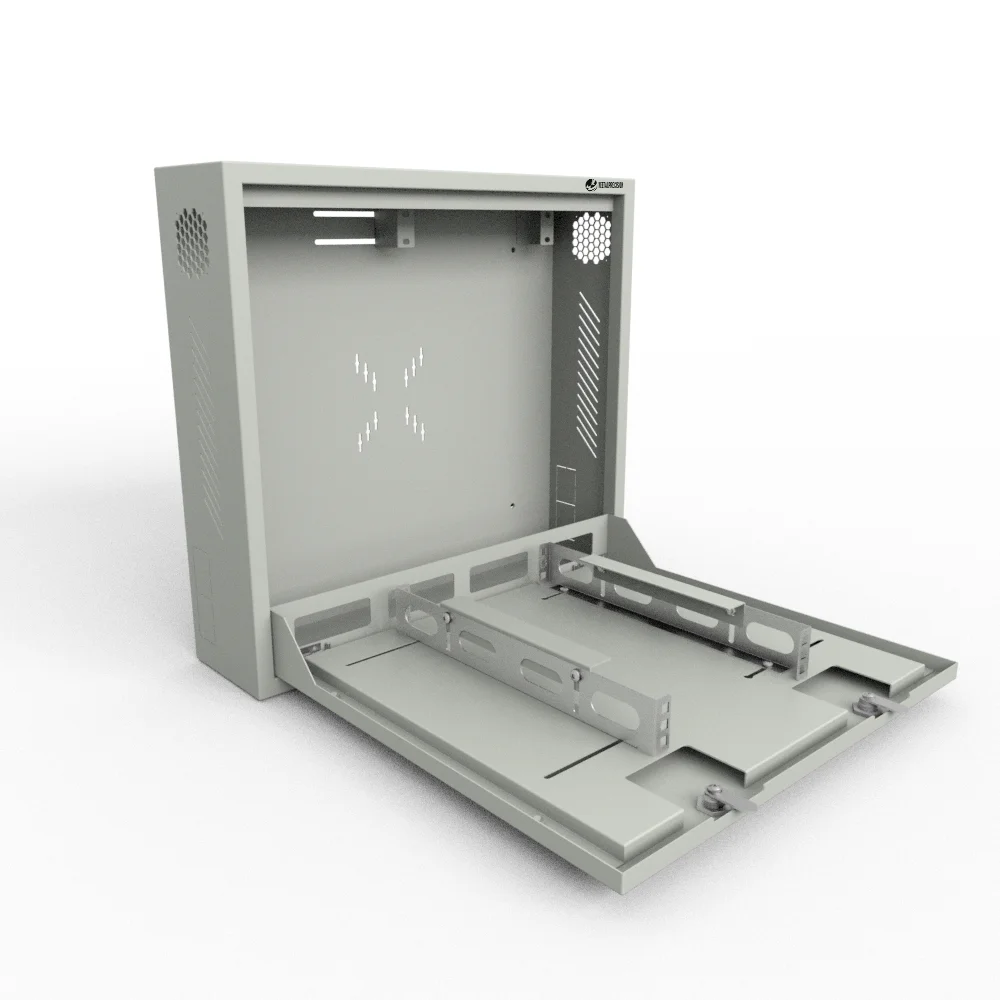 OEM Custom DVR VCR NVR lock box  19-inch 1U Wall Mount Security Box with Double Lock Steel DVR NVR Security box